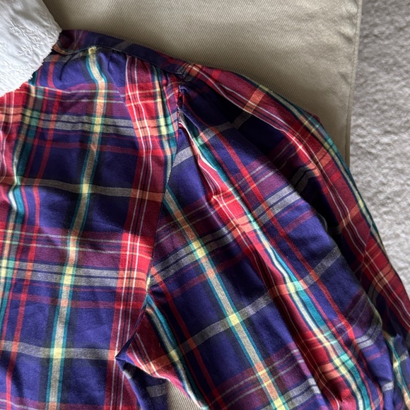 Ralph Lauren Red & Blue Plaid Button-Down with White Lacey Collar and Cuffs - Picture 11 of 11